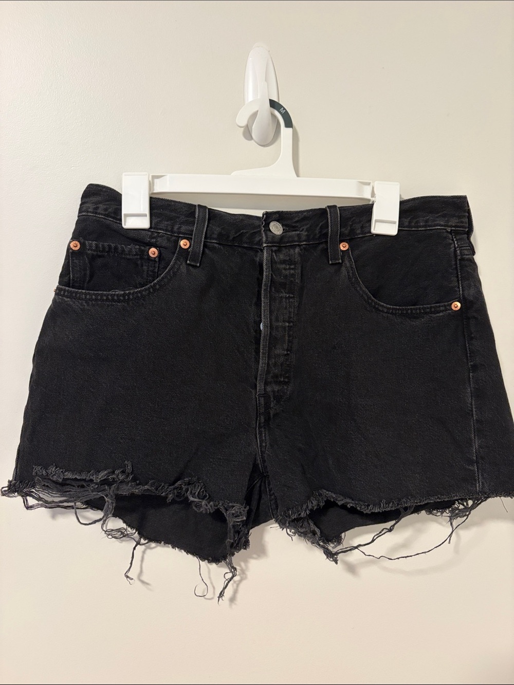 Levi’s 501 Black Button Fly Jean Denim Shorts Size 31